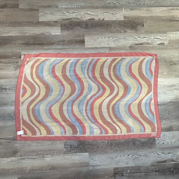 Solid & Striped Retro Wave Print Sheer Scarf Wrap Multicolor 35x57 - Picture 5 of 9